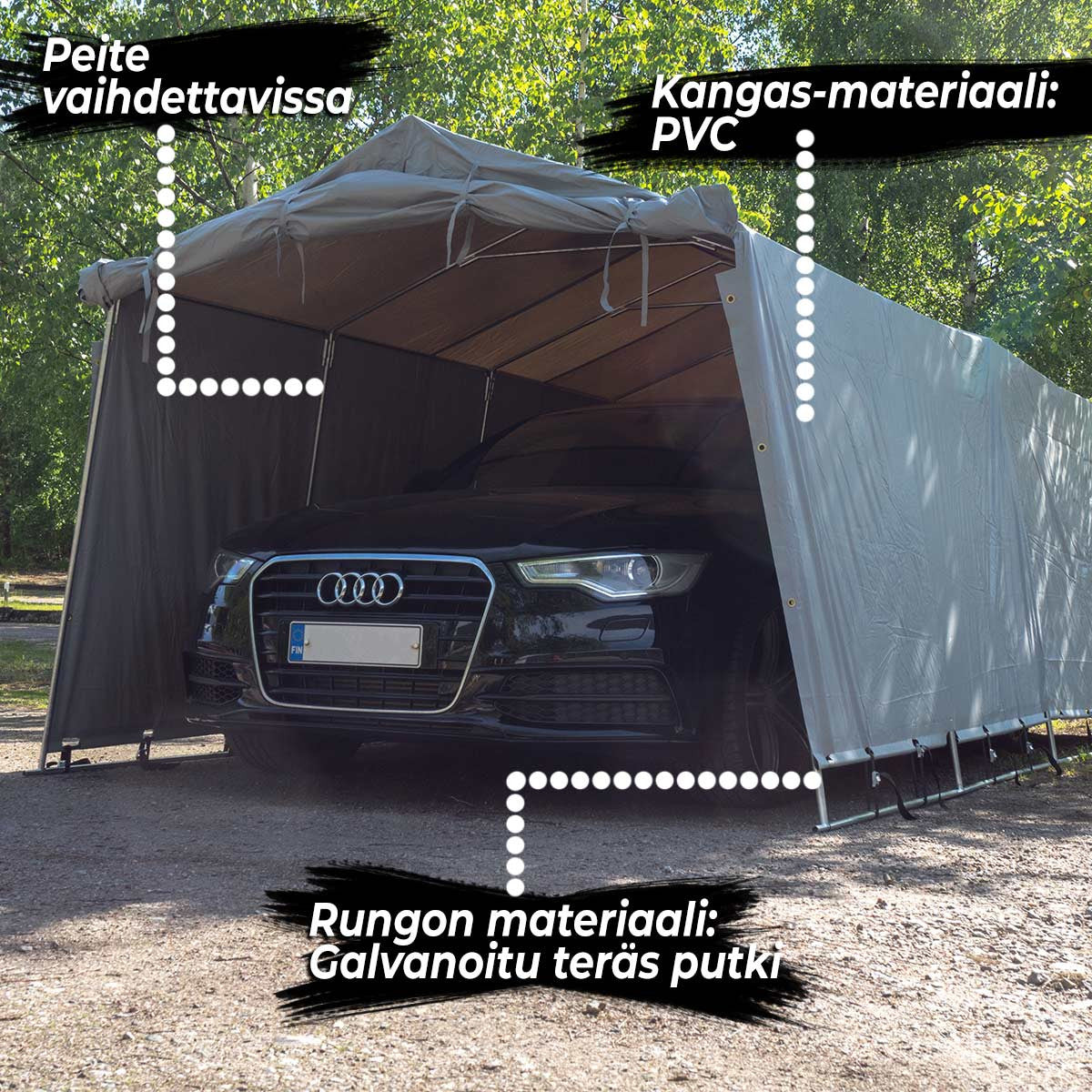 FORNORTH PRESSUTALLI 2,7X5,1M, VAALEANHARMAA 350G PVC