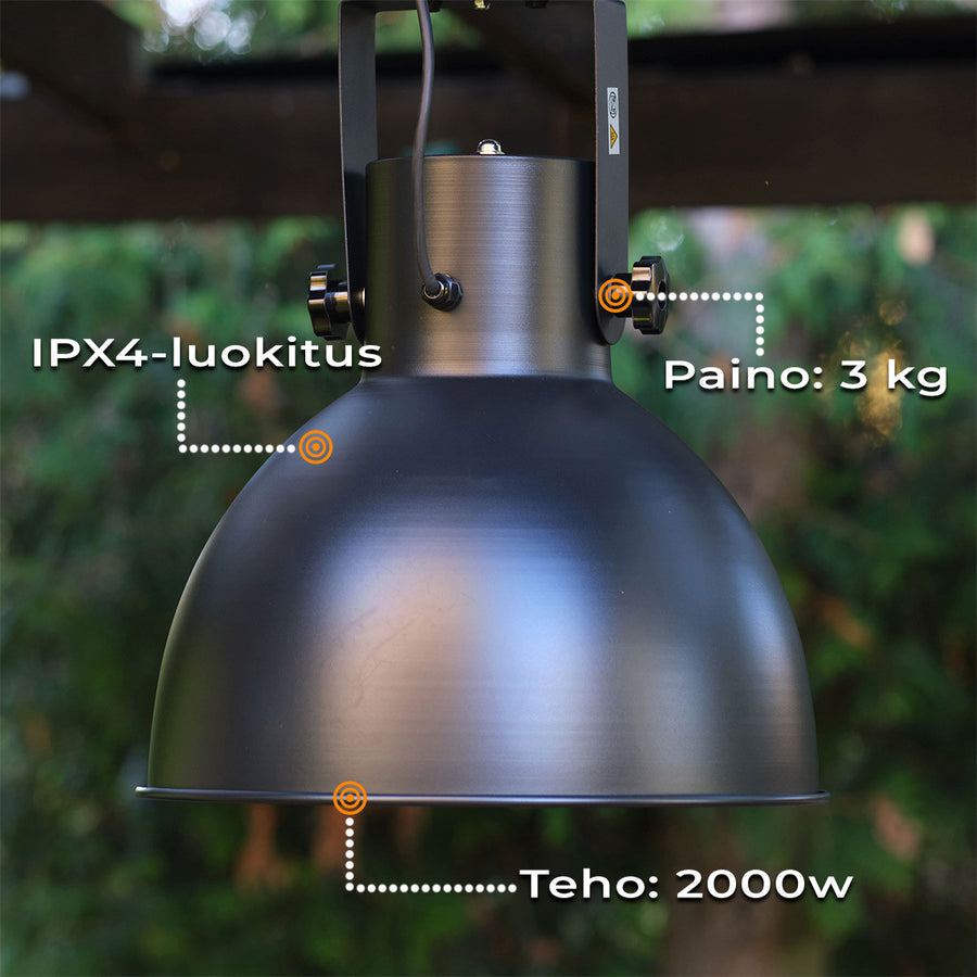 Terassilämmitin Ceiling Heater Premium 2000W, Musta