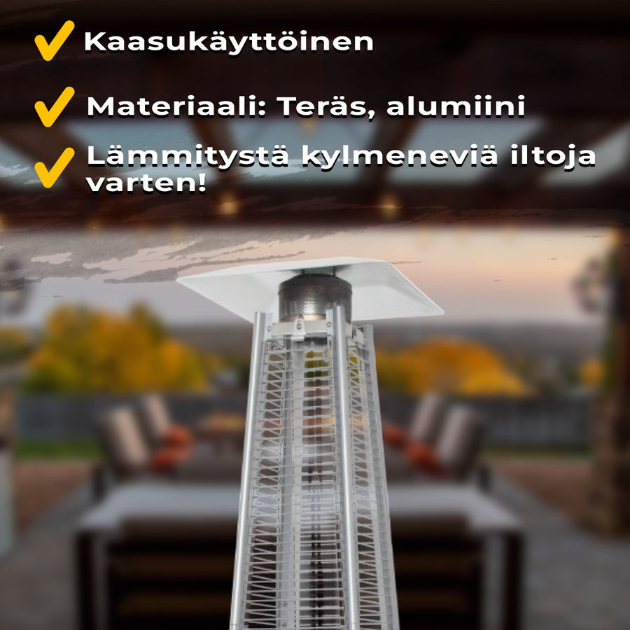 Terassilämmitin Pyramid, 13Kw Kaasukäyttöinen, Musta