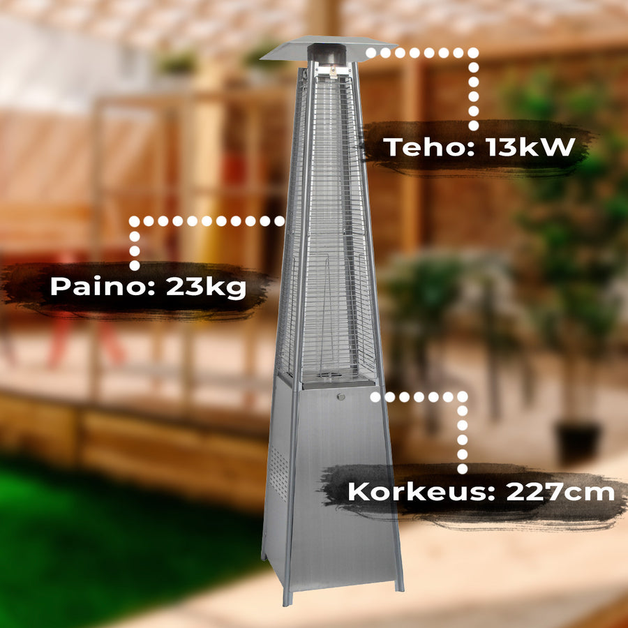 Terassilämmitin Pyramid, 13Kw Kaasukäyttöinen, Rosteri