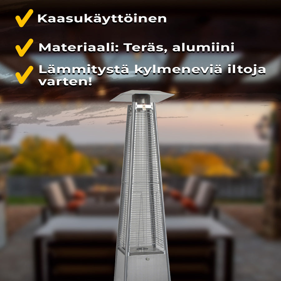 Terassilämmitin Pyramid, 13Kw Kaasukäyttöinen, Rosteri