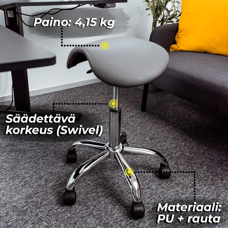 Komfortabel sadelstol, grå