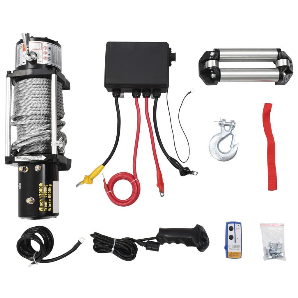 Elektrisk vinsch 12V 5909 kg / 13000 LBS, 26 m kabel