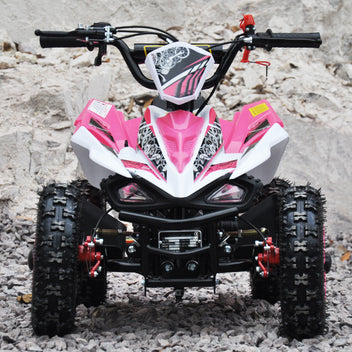 Barnmönster 49cc – justerbar hastighet, automatväxel, skivbromsar, rosa