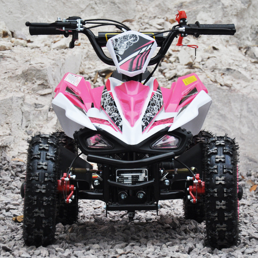 Barnmönster 49cc – justerbar hastighet, automatväxel, skivbromsar, rosa