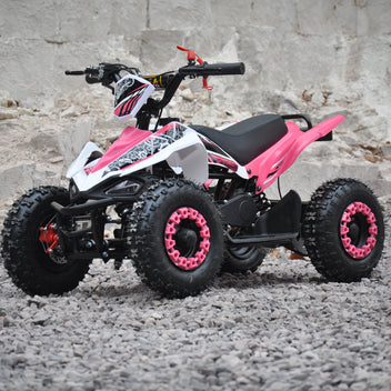 Barnmönster 49cc – justerbar hastighet, automatväxel, skivbromsar, rosa