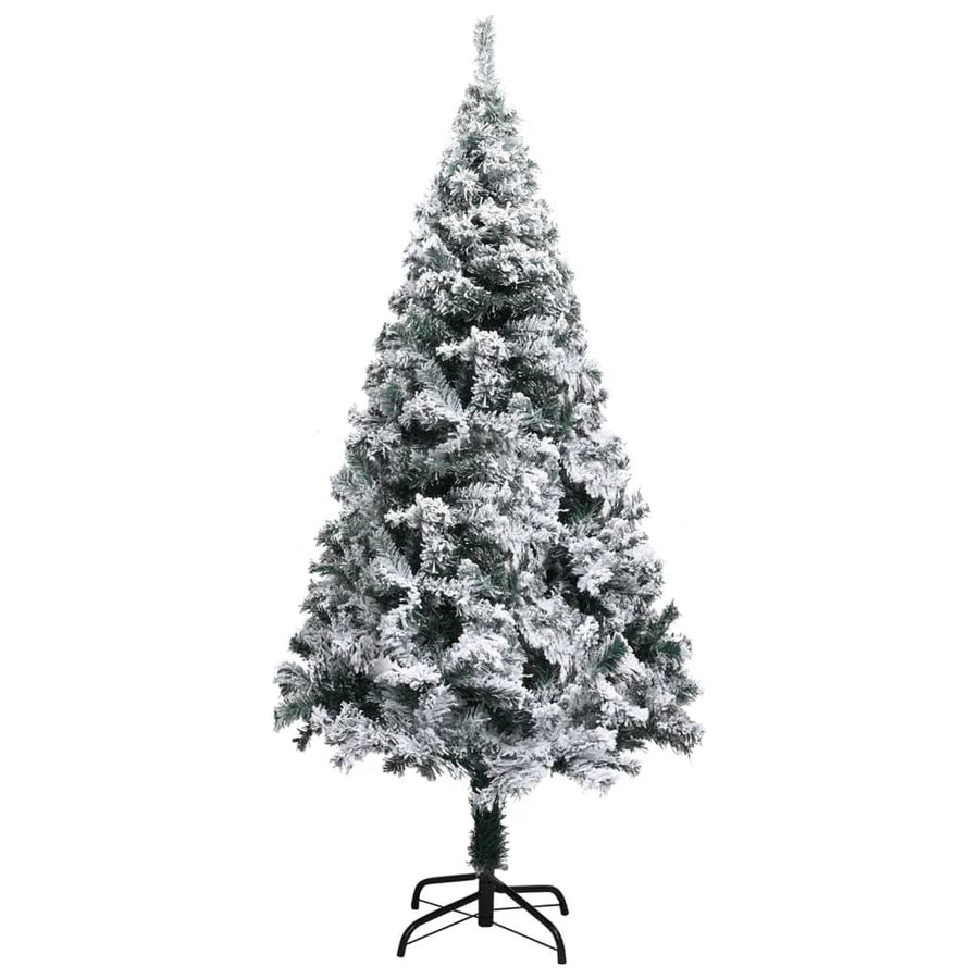Smal konstgjord julgran med snöspray, grön, 120 cm, PVC