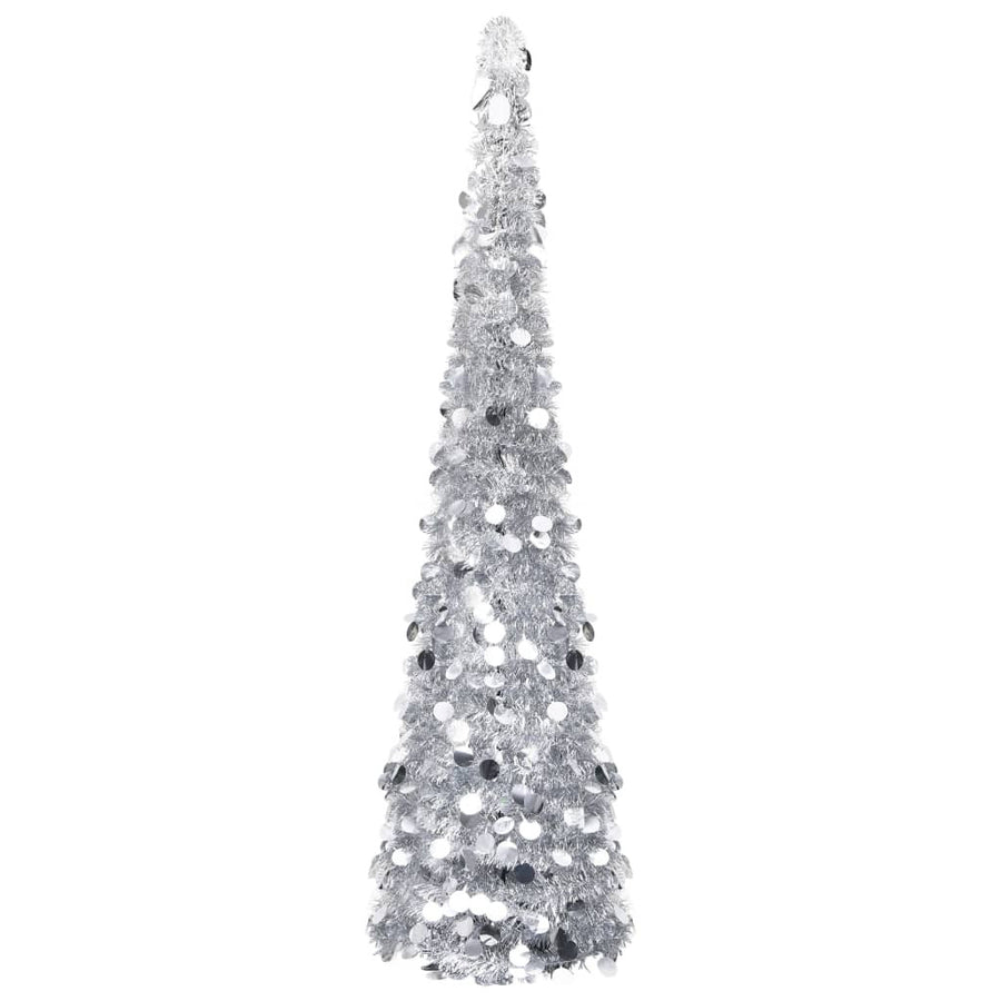 Pop-up konstgjord julgran, silver, 180 cm PET