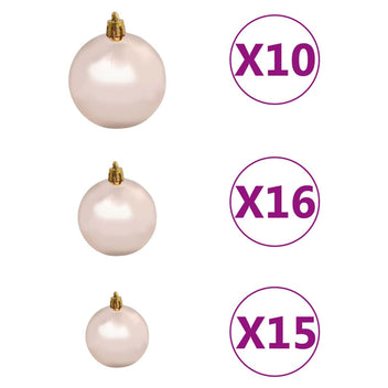 Tekojoulukuusi palloilla esivalaistu vihreä 210 cm PVC