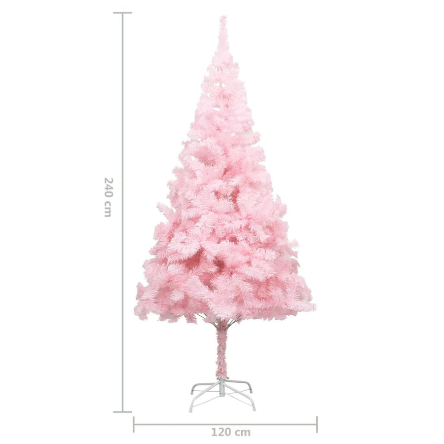 Konstgjord julgran på stativ, rosa, 240 cm, PVC