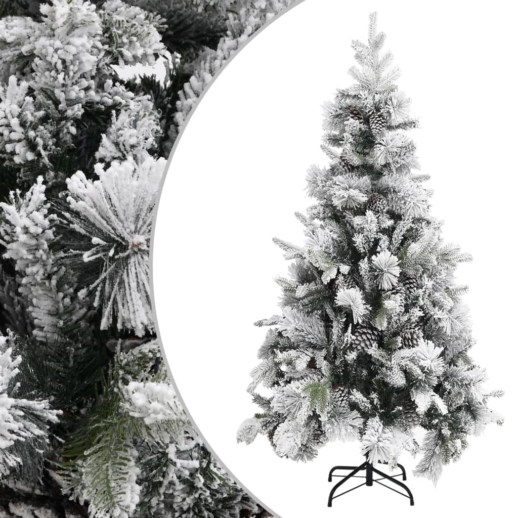 Tekojoulukuusi lumihuurteella ja kävyillä 225 cm PVC ja PE