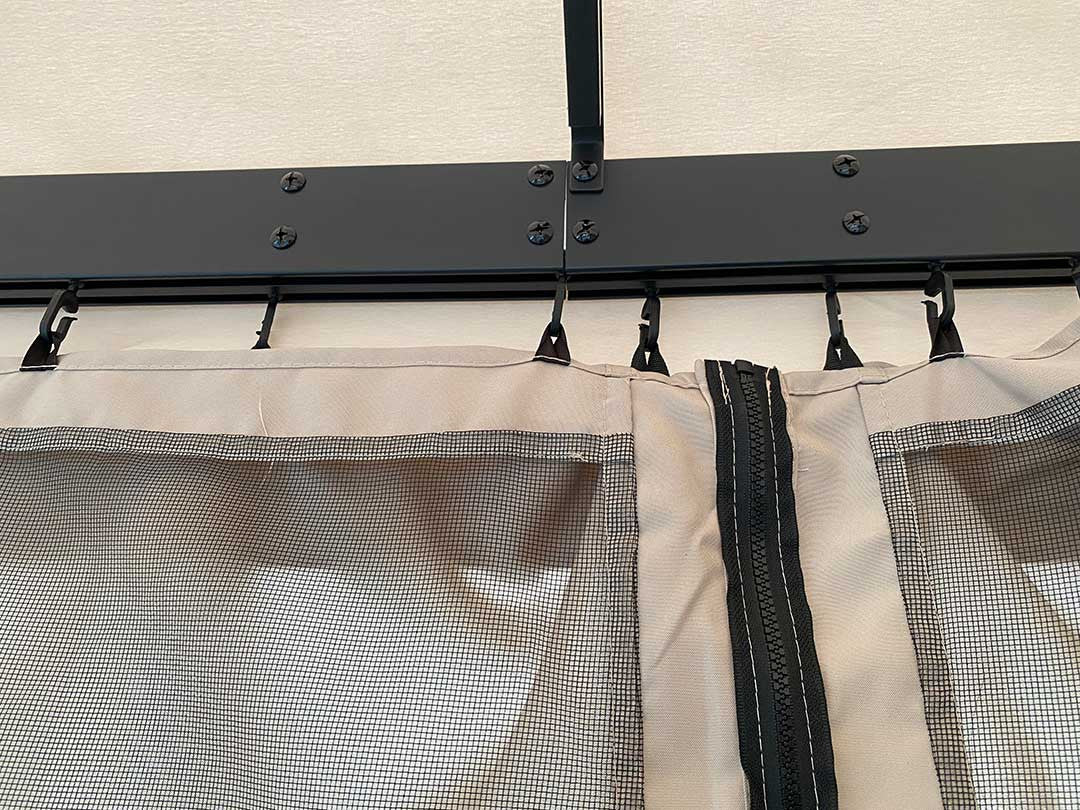 Trädgårdspaviljong 3 x 3 m – aluminiumram, myggnät, PVC-tak, ljusbeige