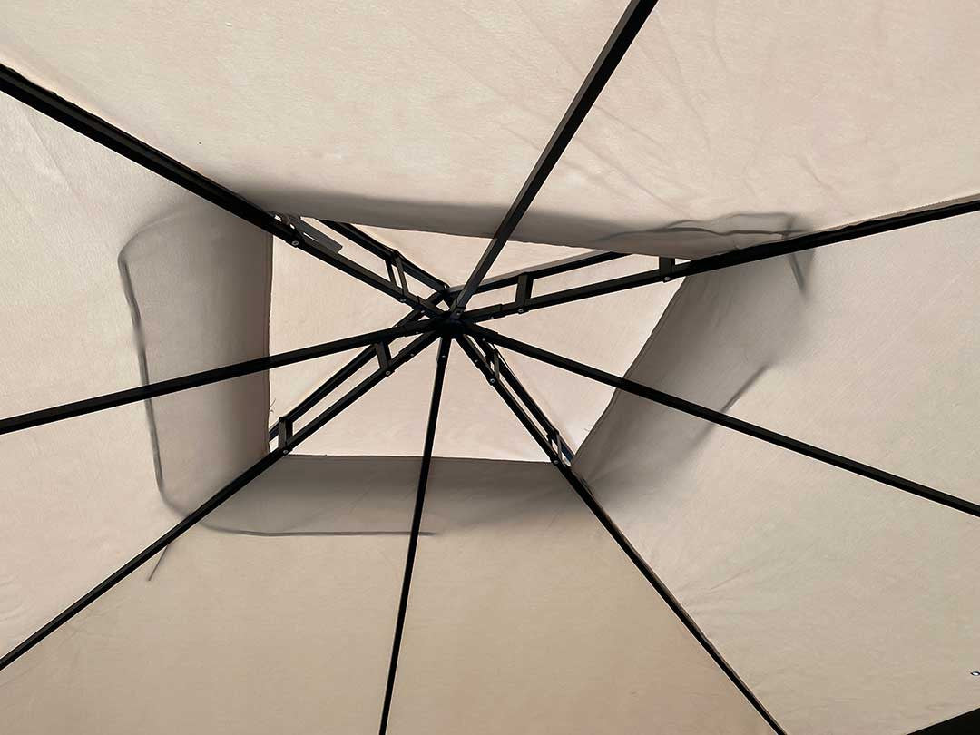 Trädgårdspaviljong 3 x 3 m – aluminiumram, myggnät, PVC-tak, ljusbeige