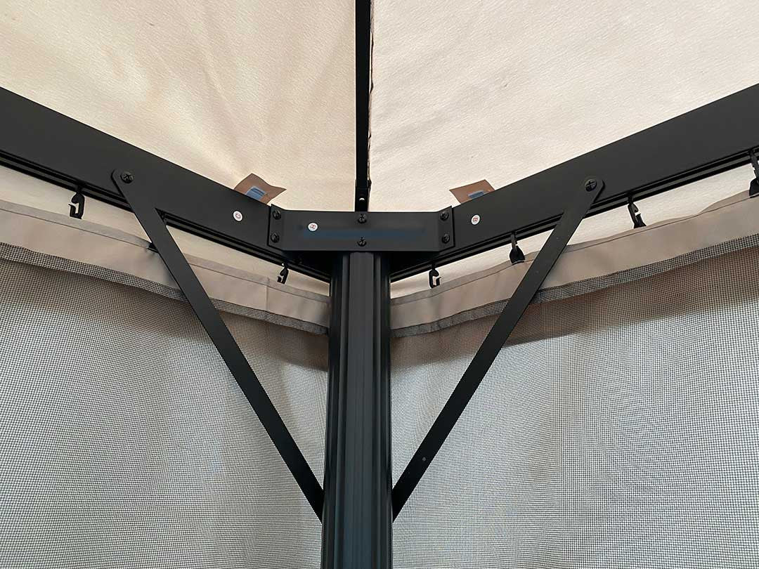 Trädgårdspaviljong 3 x 3 m – aluminiumram, myggnät, PVC-tak, ljusbeige