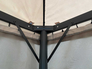 Trädgårdspaviljong 3 x 3 m – aluminiumram, myggnät, PVC-tak, ljusbeige
