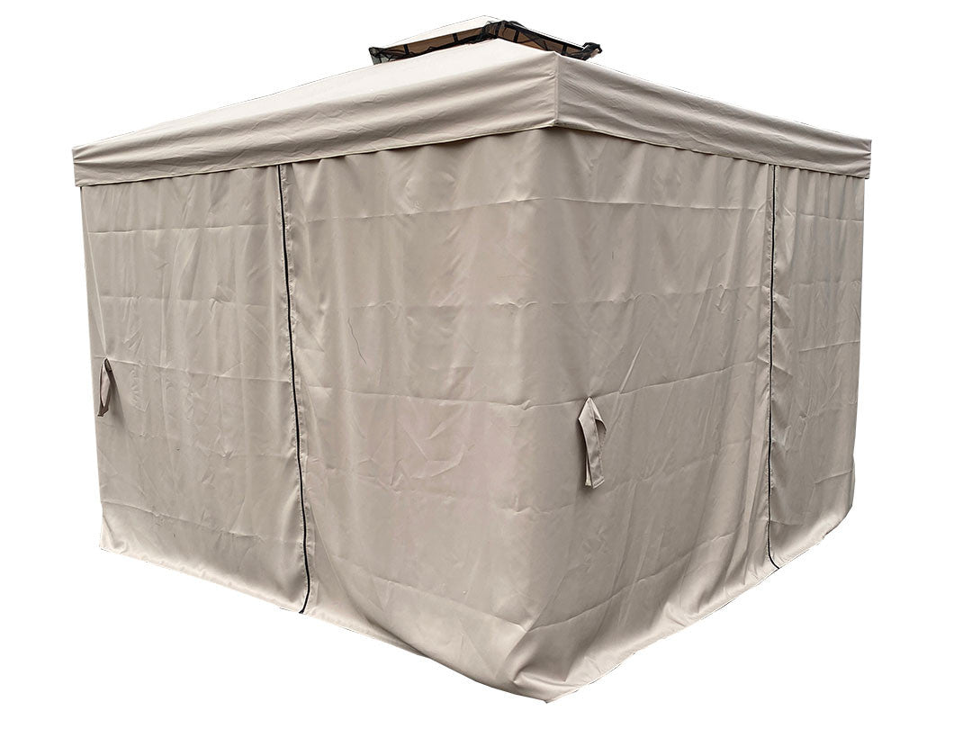 Trädgårdspaviljong 3 x 3 m – aluminiumram, myggnät, PVC-tak, ljusbeige