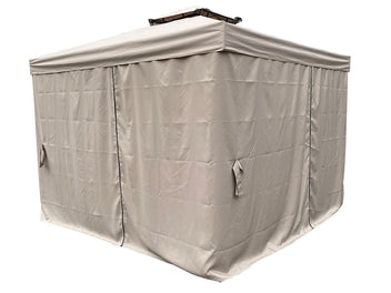 Trädgårdspaviljong 3 x 3 m – aluminiumram, myggnät, PVC-tak, ljusbeige