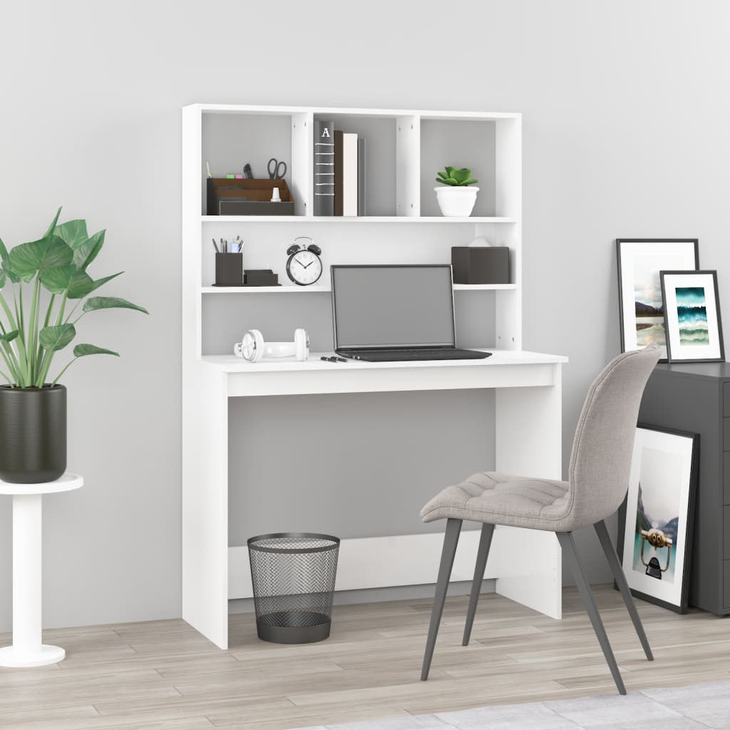 Työpöytä hyllyillä 102x45x148 cm tekninen puu