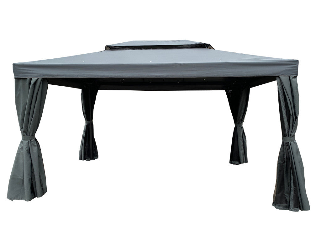 POHJOLA GARDEN Kestävä Pihapaviljonki 3x4m / Paviljonki Katos Terassille ja Pihalle Hyttysverkolla, Harmaa