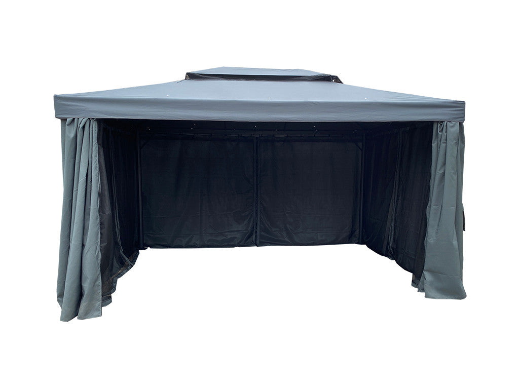 POHJOLA GARDEN Kestävä Pihapaviljonki 3x4m / Paviljonki Katos Terassille ja Pihalle Hyttysverkolla, Harmaa