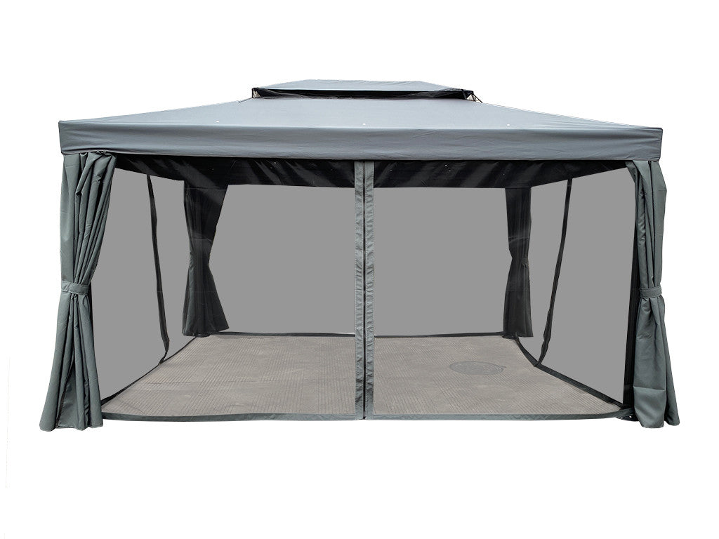 POHJOLA GARDEN Kestävä Pihapaviljonki 3x4m / Paviljonki Katos Terassille ja Pihalle Hyttysverkolla, Harmaa