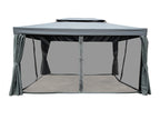 POHJOLA GARDEN Kestävä Pihapaviljonki 3x4m / Paviljonki Katos Terassille ja Pihalle Hyttysverkolla, Harmaa