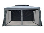 POHJOLA GARDEN Kestävä Pihapaviljonki 3x4m / Paviljonki Katos Terassille ja Pihalle Hyttysverkolla, Harmaa
