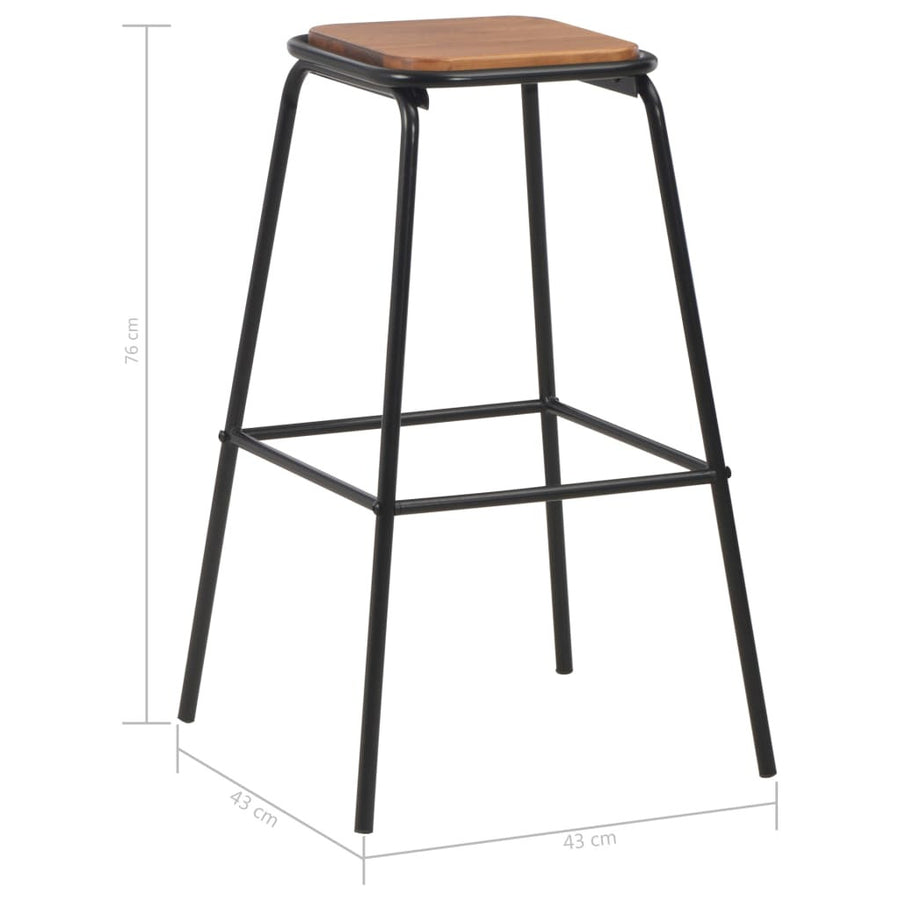 Barstolar, 2 st, svart massiv furu och stål