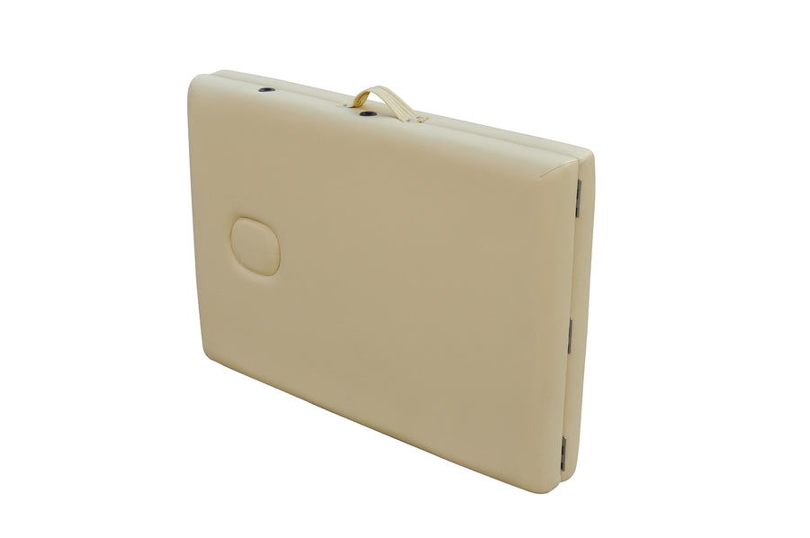 Massagebänk 195 x 70 cm, beige – aluminiumram, 225 kg, 5 cm stoppning