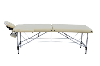 Hierontapöytä 195 x 70 cm, beige – alumiinirunko, 225 kg, 5 cm pehmuste