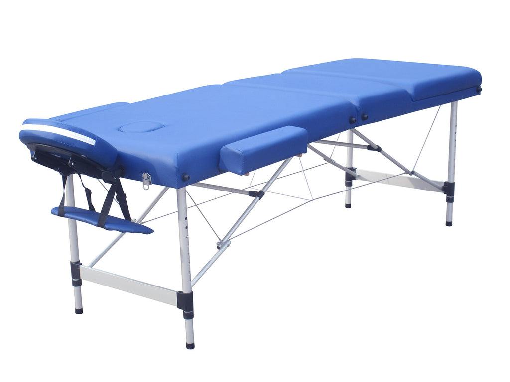 POHJOLAN URHEILUTARVIKE Taitettava Hierontapöytä LUXUS Alu 3-Vyöhykkeinen, 195x70cm, Sininen