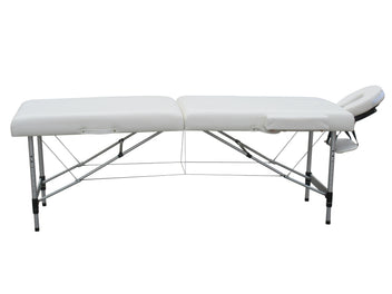 Hierontapöytä 195 x 70 cm, valkoinen – alumiinirunko, 250 kg, 7 cm pehmuste