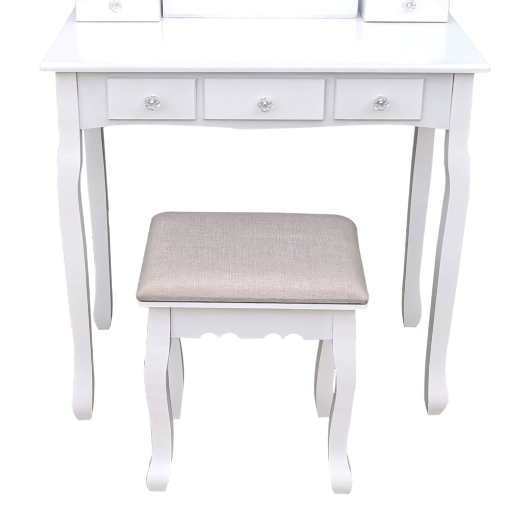 Pohjola Indoor Meikkipöytä Valoilla & jakkaralla AADA, 80 x 40 x 140 cm, Valkoinen