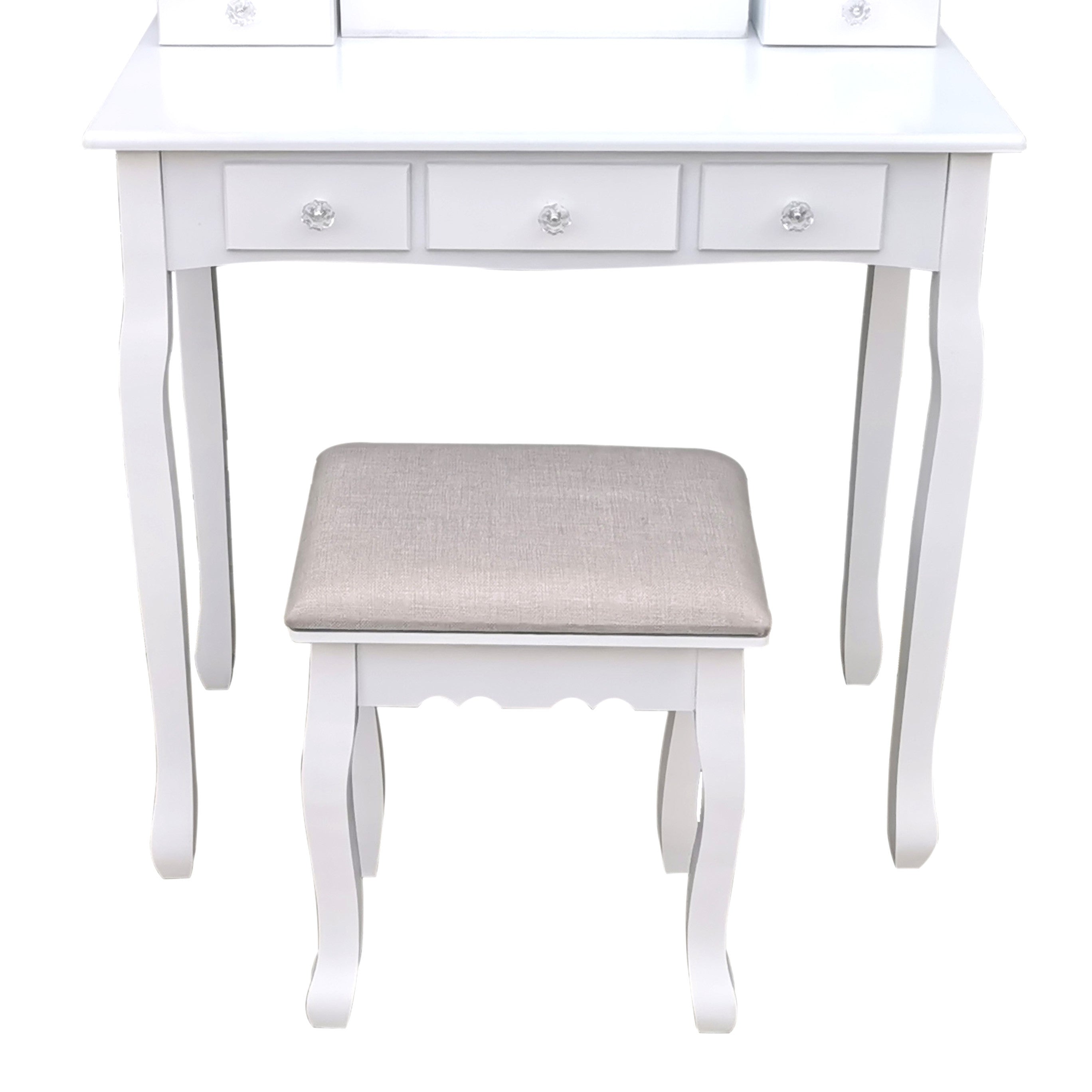 Pohjola Indoor Meikkipöytä Valoilla & jakkaralla AADA, 80 x 40 x 140 cm, Valkoinen