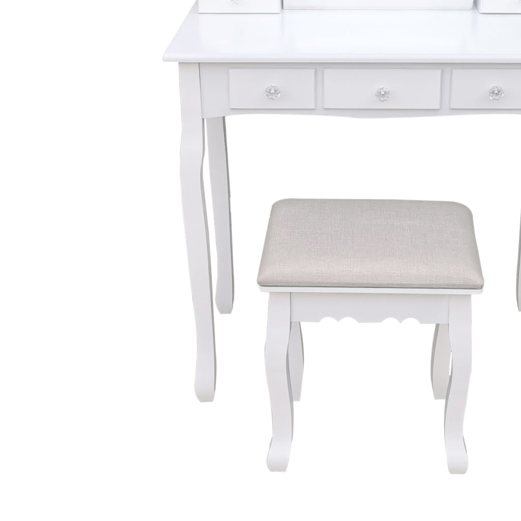 Pohjola Indoor Meikkipöytä Valoilla & jakkaralla AADA, 80 x 40 x 140 cm, Valkoinen