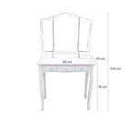 Pohjola Indoor Hollywood Meikkipöytä Valoilla AADA, 80 x 40 x 140 cm, Valkoinen