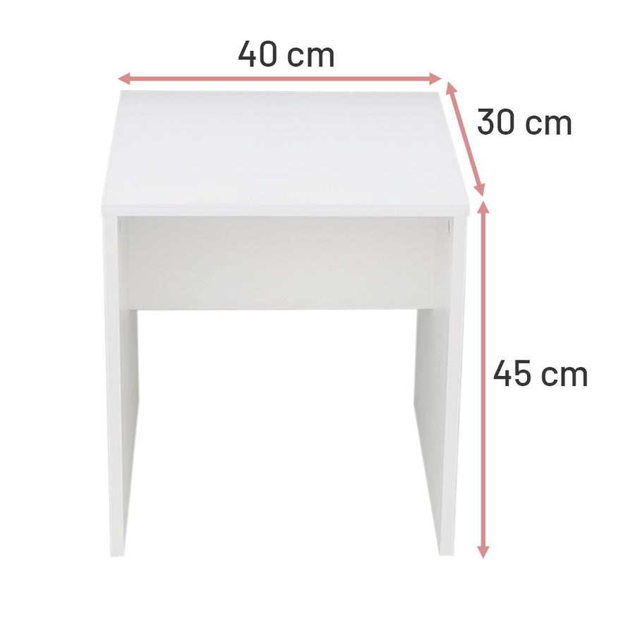 Sminkbordspall 40 x 30 x 45 cm – passar till AINO-sminkbordet, MDF, vit