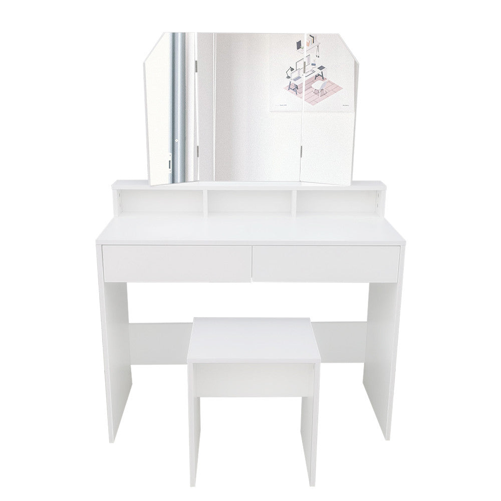 Pohjola Indoor Meikkipöytä Peilillä & jakkaralla AINO, 100 x 40 x 139 cm, Valkoinen