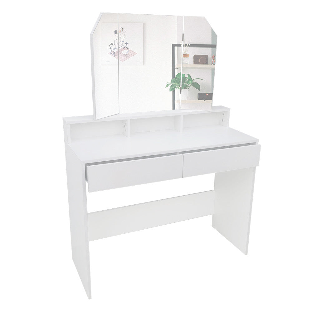 Pohjola Indoor Meikkipöytä Peilillä & jakkaralla AINO, 100 x 40 x 139 cm, Valkoinen