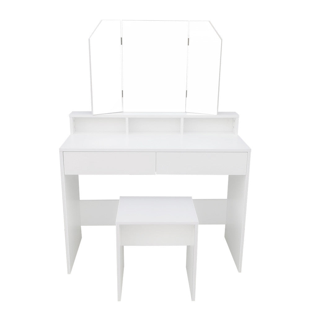 Pohjola Indoor Meikkipöytä Peilillä & jakkaralla AINO, 100 x 40 x 139 cm, Valkoinen