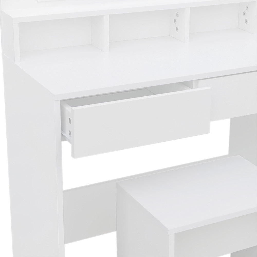 Pohjola Indoor Hollywood Meikkipöytä Peilillä & jakkaralla LILJA, 80 x 40 x 139 cm, Valkoinen