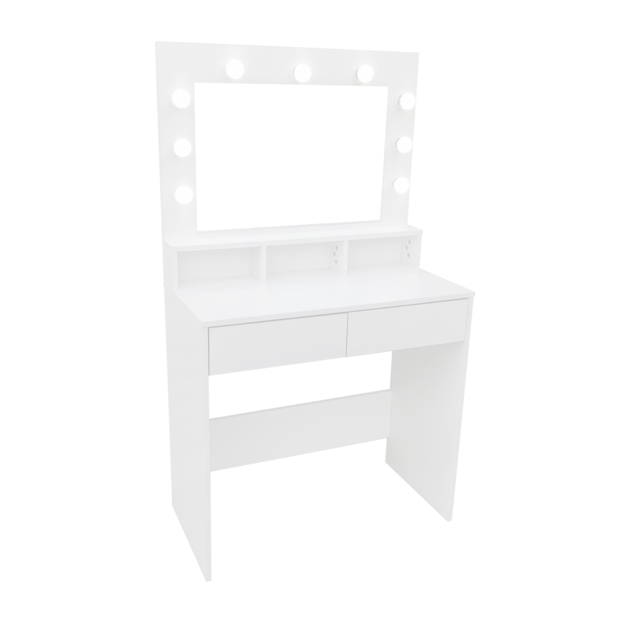 Pohjola Indoor Hollywood Meikkipöytä Peilillä & jakkaralla LILJA, 80 x 40 x 139 cm, Valkoinen