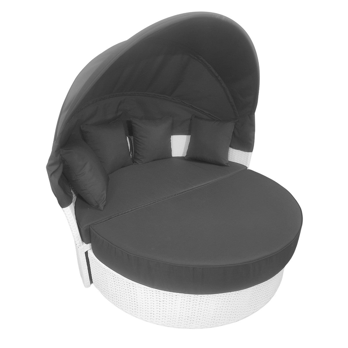 POHJOLA GARDEN Polyrottinki Aurinkovuode / Aurinkosänky 165 cm, Valkoinen / harmaa