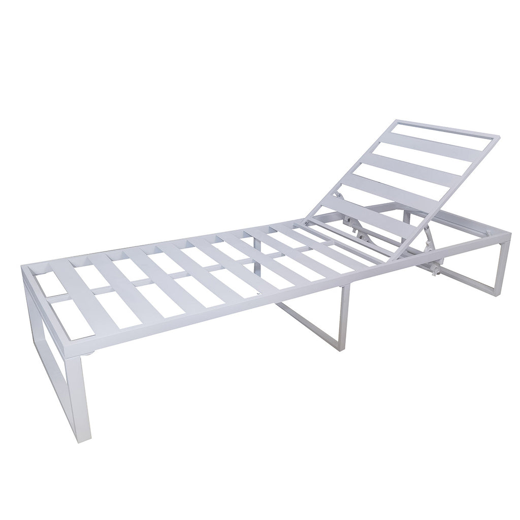 POHJOLA GARDEN Aurinkotuoli Säädettävällä Selkänojalla 200 cm, Valkoinen/harmaa, ILONA