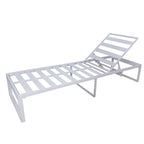 POHJOLA GARDEN Aurinkotuoli Säädettävällä Selkänojalla 200 cm, Valkoinen/harmaa, ILONA
