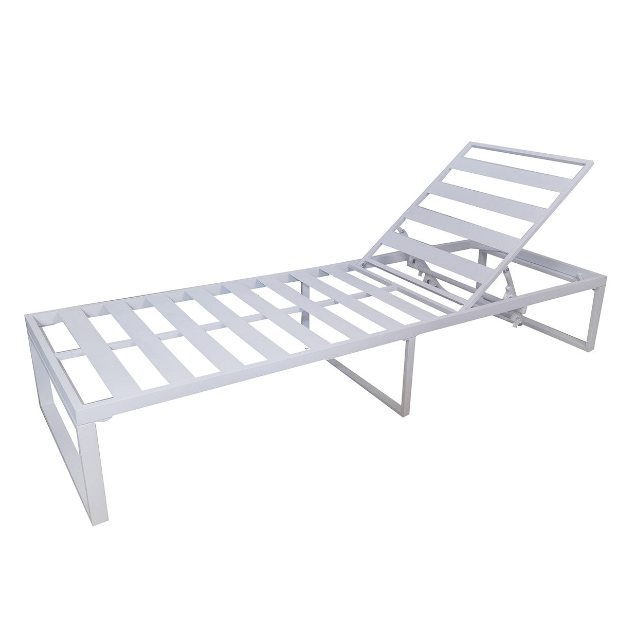 POHJOLA GARDEN Aurinkotuoli Säädettävällä Selkänojalla 200 cm, Valkoinen/harmaa, ILONA