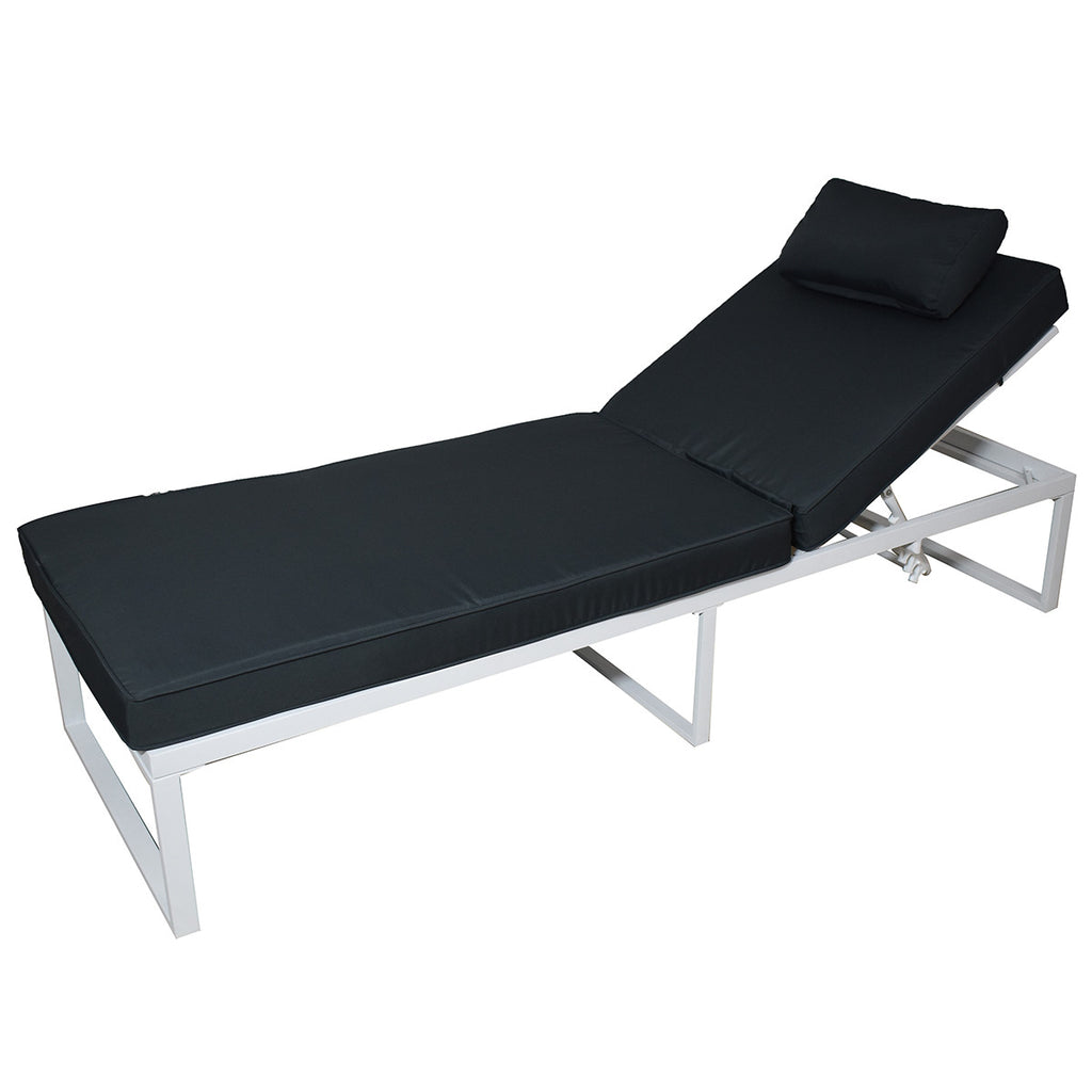 POHJOLA GARDEN Aurinkotuoli Säädettävällä Selkänojalla 200 cm, Valkoinen/harmaa, ILONA