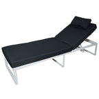 POHJOLA GARDEN Aurinkotuoli Säädettävällä Selkänojalla 200 cm, Valkoinen/harmaa, ILONA