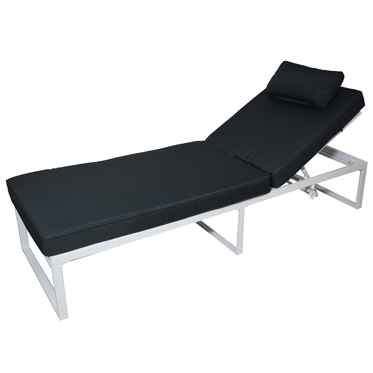 POHJOLA GARDEN Aurinkotuoli Säädettävällä Selkänojalla 200 cm, Valkoinen/harmaa, ILONA