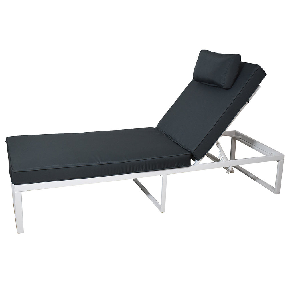 POHJOLA GARDEN Aurinkotuoli Säädettävällä Selkänojalla 200 cm, Valkoinen/harmaa, ILONA